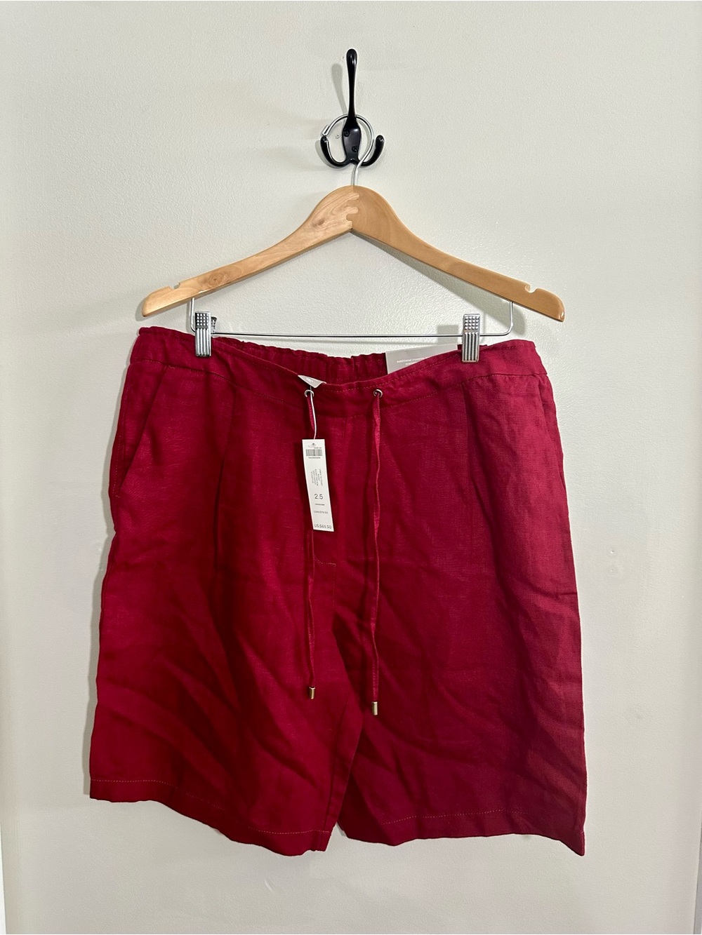 NWT Chico's Linen Tie-Front Shorts Deep Garnet